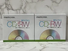 Lot of 2 Memorex High Speed CD-RW 5 Pack Discs New Sealed 12x 700MB 80 Minutes