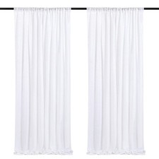 2 PCS White Sequin Backdrop Curtains 2x8 FT Glitter Party Drapes Wedding