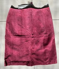 Vintage 90s Boho Western Cowgirl Rodeo Indie Red Suede Fall Winter Skirt Sz 12