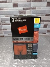 Hanes Men  s L 3 Pair Comfort Flex Mesh Boxer Briefs Stretch Supportive Pouch