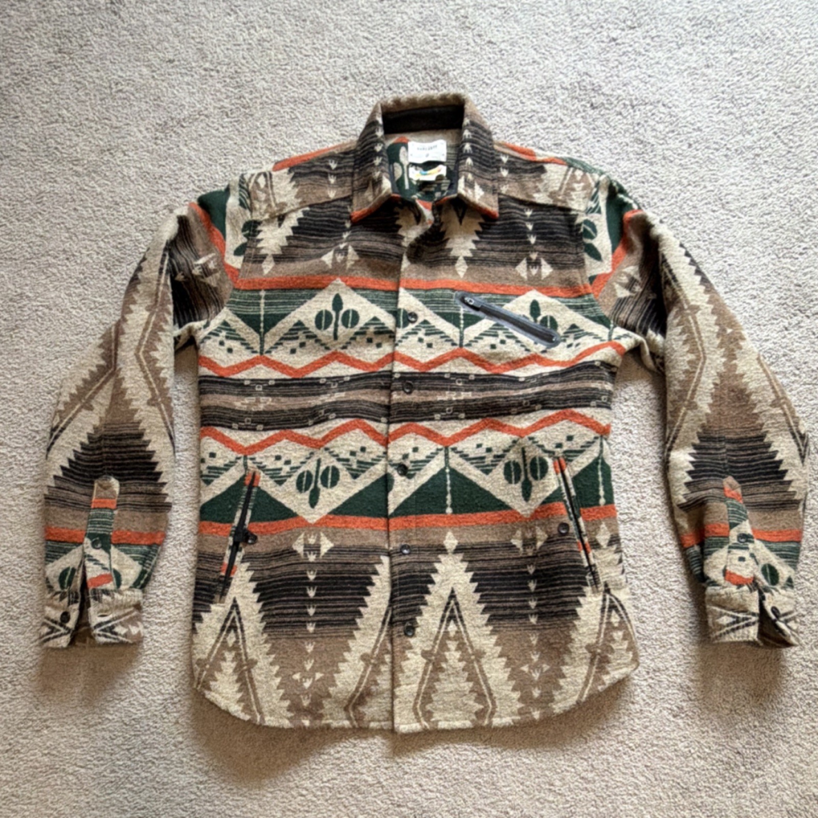 OURCASTE Geometric Pattern Flannel Button-Up Shir… - image 1