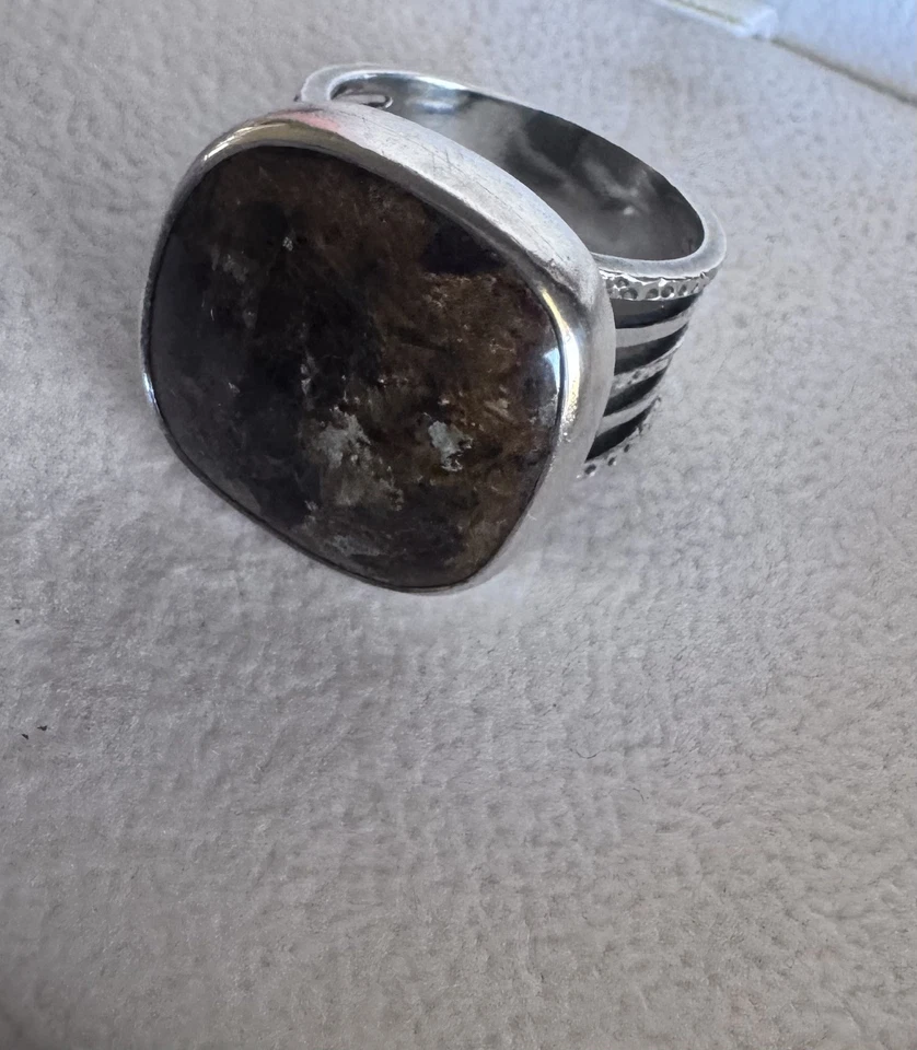 Кольцо с бронзитом из чистого серебра SILPADA R1738 размер 8 с коричневыми золотыми пятнами - Изображение 4 из 4