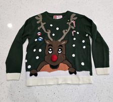 Merry Christmas Unisex M Rudolph Reindeer Acrylic Holiday Party Ugly Sweater