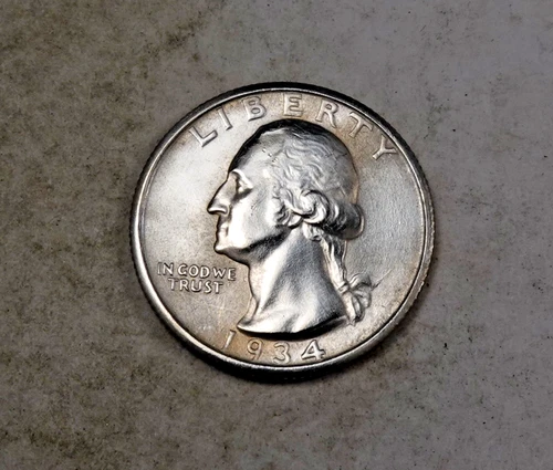 1934 Washington Quarter * Choice BU * Die Crack Obverse * 90% Sliver * XQ191