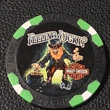 LAS VEGAS HD ~ NEVADA (Black/Green Wide Print) Harley Davidson Poker Chip