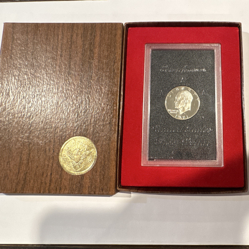 1971-S Eisenhower $1 Silver Proof Dollar Type 1 KM#203a in Holder/Box