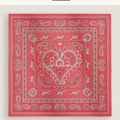 HERMES Cheval du Coeur Bandana Carre 140 Kaschmir Seide Schal 136 cm x 135...