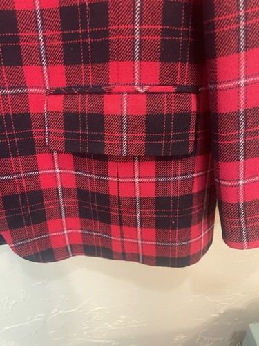 Vintage Pendleton Blazer Jacke Damen Größe 8 rot kariert Schurwolle USA - Bild 6 von 11