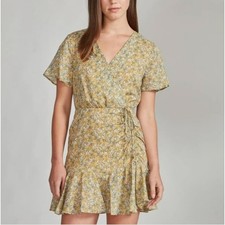 BB Dakota Steve Madden Yellow Floral Wrap Dress Large Garden Party Bloomcore