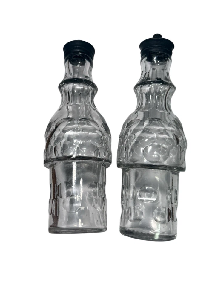 2 cocteleras antiguas victorianas de vidrio condimento de ricino condimento sal pimienta repuesto Foto 4 de 4