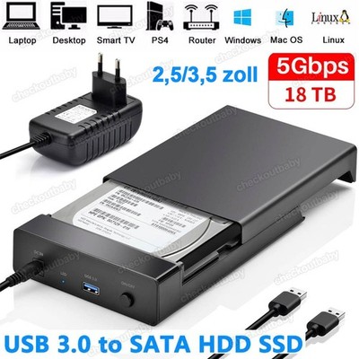 USB 3.0 Externe Festplattengehäuse 2,5 3,5 Zoll SATA SSD HDD Festplatten Case