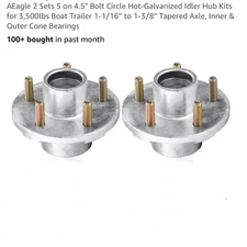 AEagle 5 on 4.5 Bolt Circle Hot Galvanized Idler Hub Kit 3500lbs Trailer