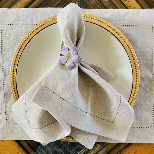 Set of 2 Classic Linen Napkins + Placemats Set, Hummus Color, By Southern Living - Picture 2 of 11