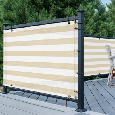 #ad #ad Beige w White Strip Deck Privacy Fence Screen 35quot; Tall Custom Length $264.85