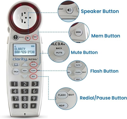 Clarity XLC3.4+ Amplified Cordless Landline Phone for Seniorsn - Picture 5 of 7