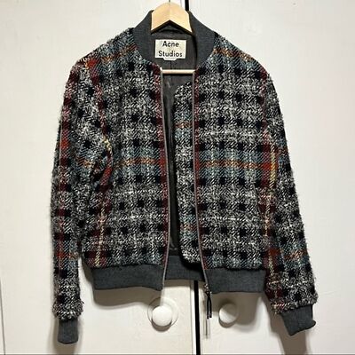 Acne Studios Azura Check Plaid Wool Bomber Jacket, Size 34 / XS | eBay