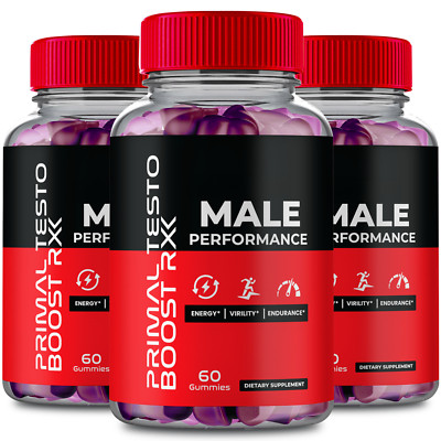 (3 Pack) Primal Testo Boost RX Male Gummies, Energy & Vitality Gummy