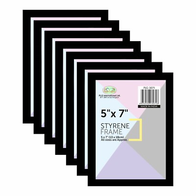 [7er Set] Schwarz 5''x7'' Styrol Bilderrahmen Poster Portrait Bild Wandhalterung