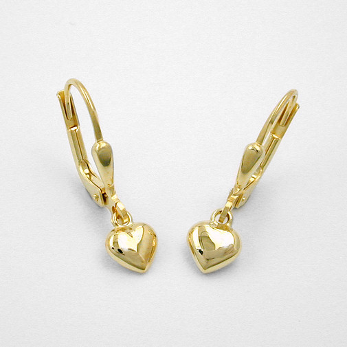 Echt Gold 333 8 Kt MäDchen Herz Pendel OhrhäNger Kinder Herzchen Ohrringe Herzen-image