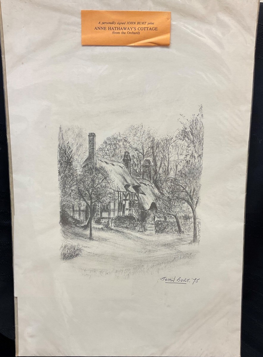 版画 John Burt Anne Hathaway's Cottage Anne Hathaways Cottage Print by John Burt 1976 HAND Signed