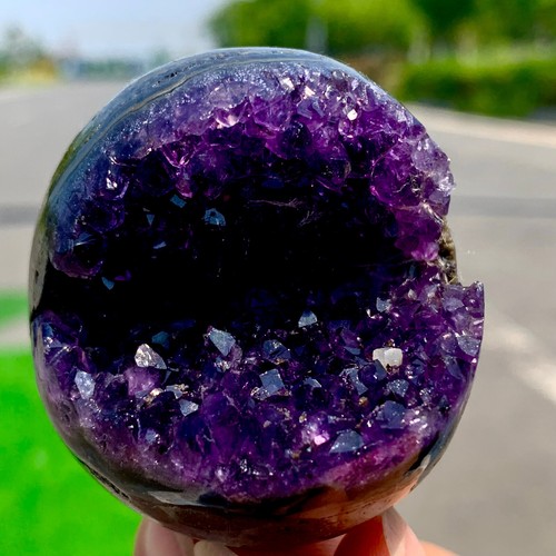 134G Natural Uruguayan Amethyst Quartz crystal open smile ball therapy - 第 2/21 張圖片
