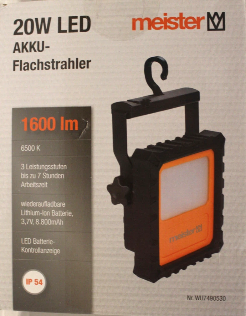 Meister 20W Led Akku Flachstrahler 1600lm - Neu - KG2 1206 | eBay