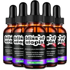 (5 Pack) Bliss of Utopia Drops, Maximum Strength Performance for Men Drops