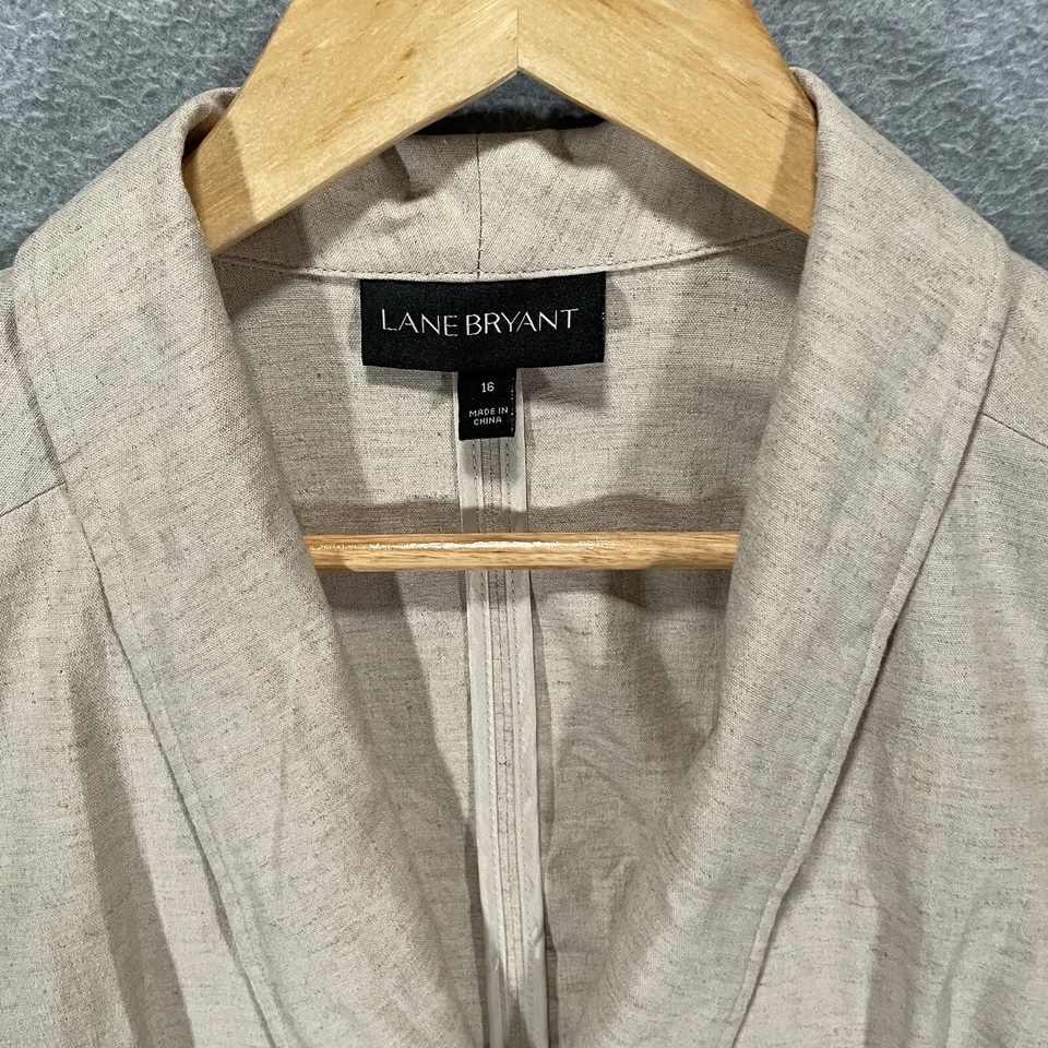 Chaqueta Blazer Lane Bryant Tejida Caqui Mezcla Lino Rayón Para Mujer Talla Grande 16 Usada en Excelente Condición Foto 2 de 4