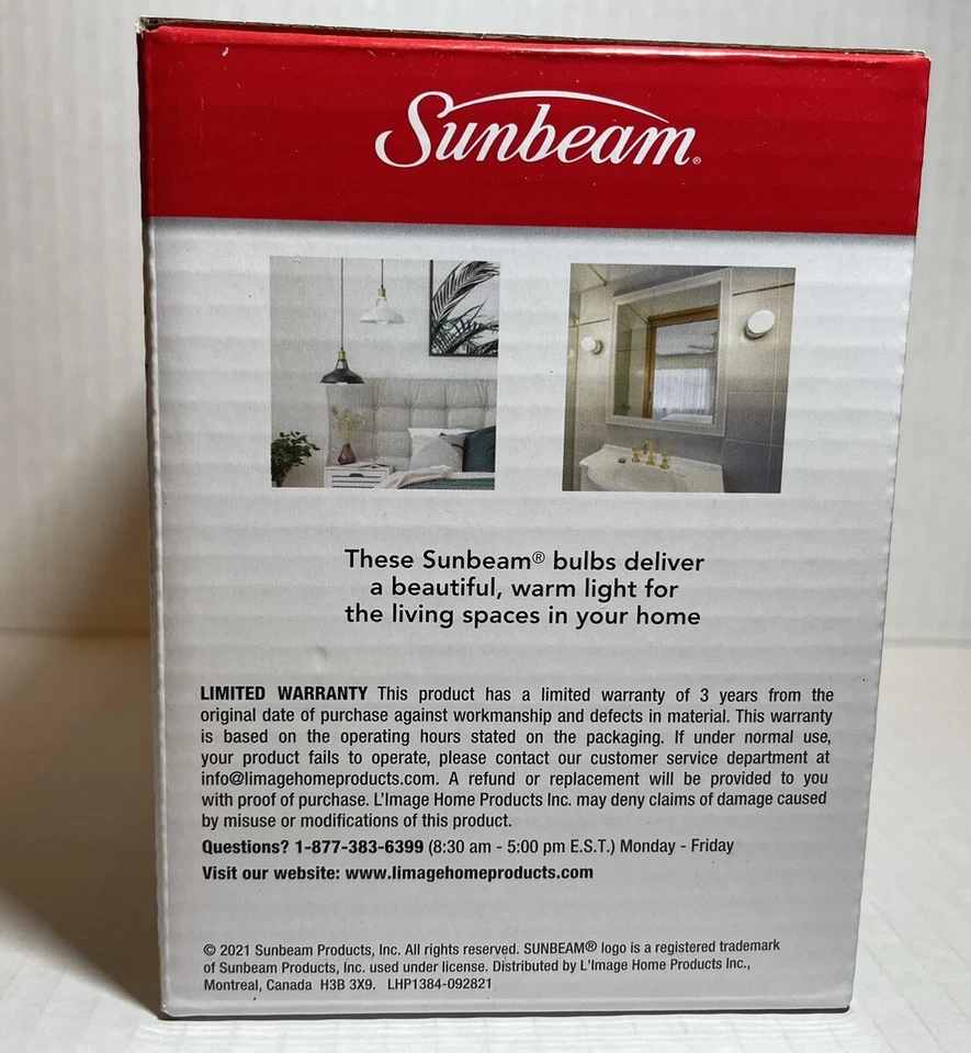 Lâmpadas de vaidade globo LED G25 Sunbeam (2-PACK) 3,8 watts (= 40 watts) - Branco quente - Imagem 3 de 4