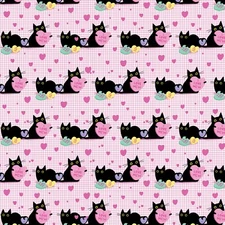 Feline Drive Fabric HUGS N PURRS I Love Mew White - Fat Quarter (18"x22") FQ