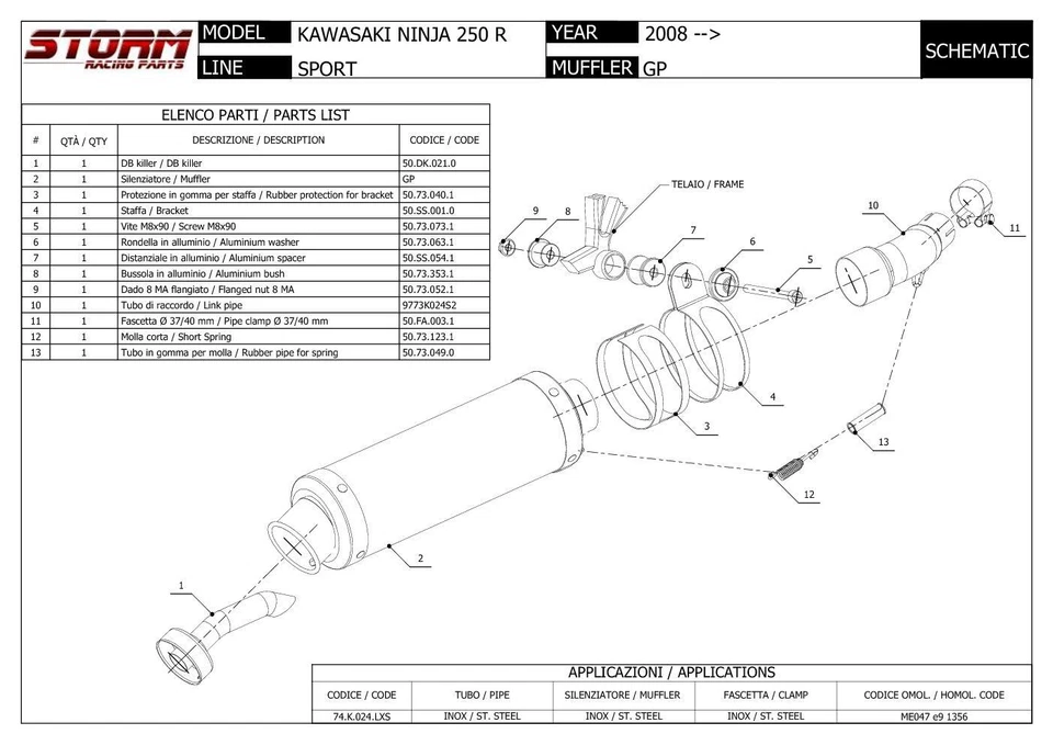 Storm by Mivv GP Black Stainless Steel Exhaust for Kawasaki Ninja 250r 2008 > 2013 - Image 4 of 4
