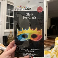 Way To Celebrate GLOW EYE-MASK 2-Light Sticks 1-Eye Mask NEW IN PACKAGE