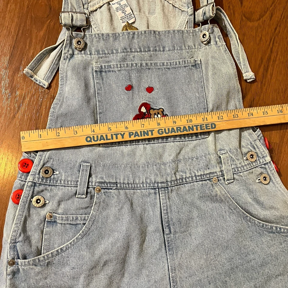 No Excuses Dungarees Shortalls Womens Vintage Bib Cute Bear Overalls Medium - Image 4 of 4