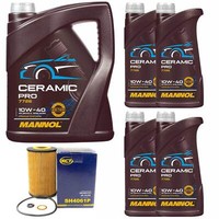 MotoröL Set Mannol 10W-40 Ceramic Pro 9 Liter + ÖLfilter FüR Nissan Interstar