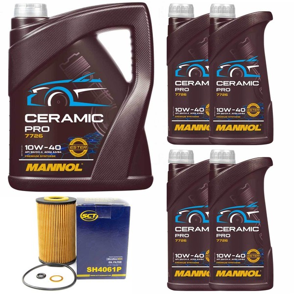 MotoröL Set Mannol 10W-40 Ceramic Pro 9 Liter + ÖLfilter FüR Nissan Interstar-image