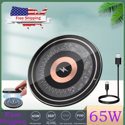 65W Wireless Charger Pad Mat Fast Charging For iPhone 16 15 Pro Max 14 13 12 11