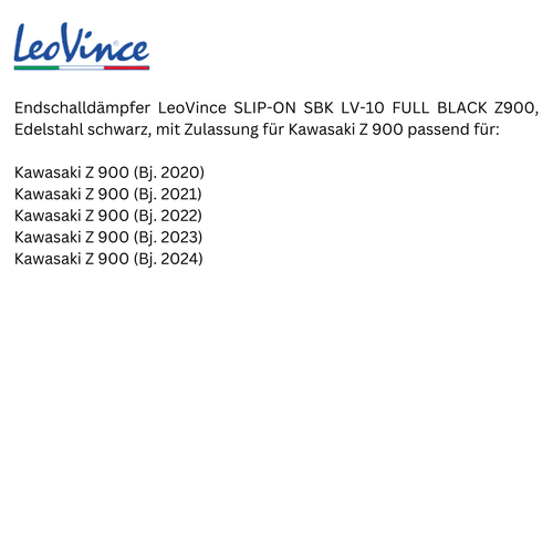 Escape deportivo LeoVince SBK LV-10 FULL BLACK para silenciador Kawasaki Z900 - Imagen 9 de 9