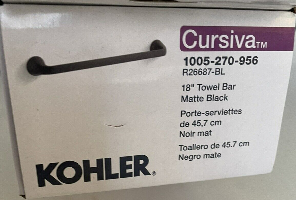 Cursiva 18 In. Towel Bar in Matte Black by Kohler for sale online eBay
