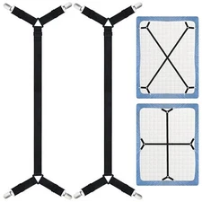 Fitted Bed Sheet Fastener Suspenders Adjustable Bed Sheet Holder Straps w/ Clips