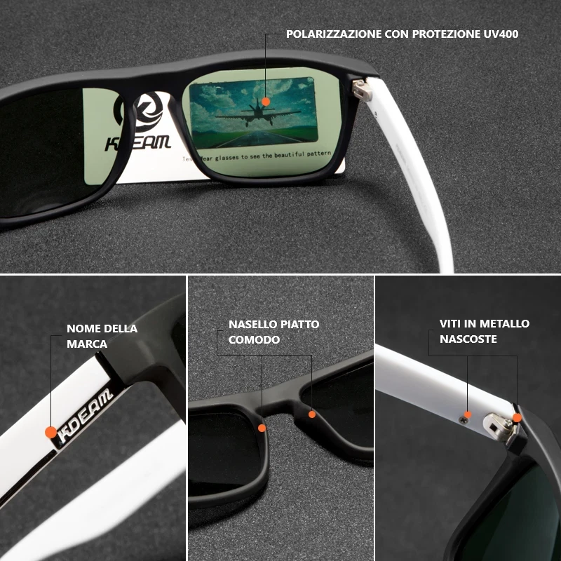 OCCHIALI DA SOLE UOMO POLARIZZATI O VISIONE NOTTURNA OCCHIALI GUIDA APERTO UV400 - Immagine 2 di 4