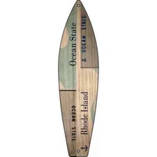Rhode Island License Plate Surfboard Sign 23"x6" Plaque Home Door Garage Wall