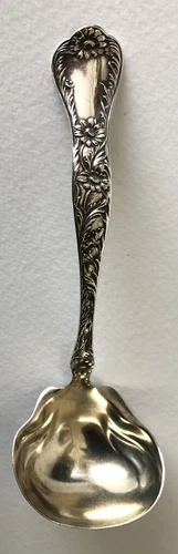 1901 Antique GORHAM Sterling Silver Cream Sauce Ladle MARGUERITE Gold Wash Bowl
