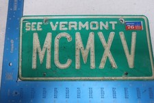 Vermont VT License Plate Tag Vanity 1976 76 Roman Numerals 1915 15 MCMXV #3