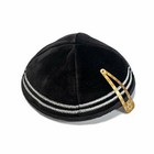 Kippah In Velluto Nero Con Linee Argento Yarmulke Ebraico Yamaka Kippa Israele