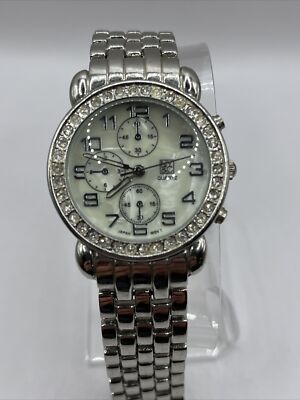 NY&C Women's Quartz Watch Pearlized Dial Rhintestone Bezel- New Battery