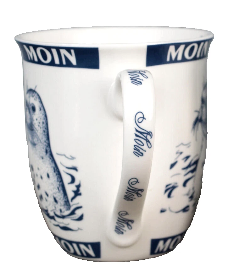 Maritimer Becher Seehund Moin Moin Ebbe Flut 400ml Porzellan Kaffeebecher (1276) - Bild 3 von 4