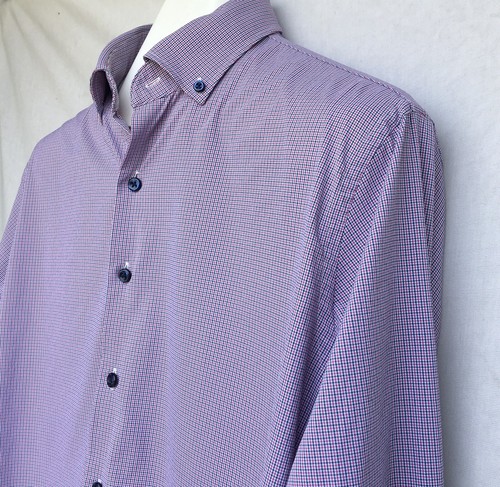 Peter Millar Summer Comfort Button Front Shirt Fine Checks Long Sleeve Large - Picture 4 of 12