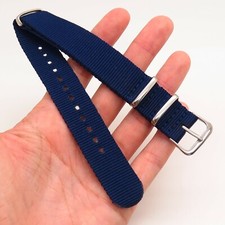 18mm Blue Woven Nylon Fabric Watch Band One-Piece Strap