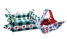 2 Baskets Cotton Lined For Carrying Baking Dishes 8" & 5.5" Park Imports C43