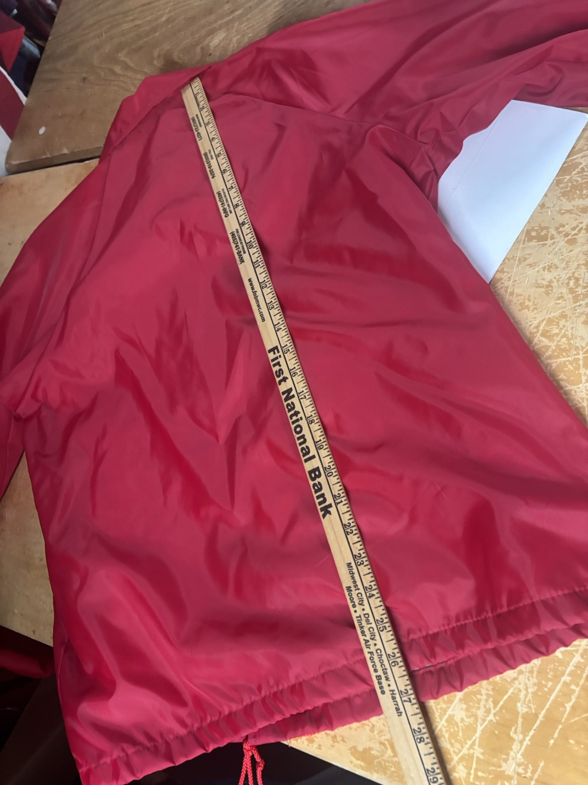 Retro Vtg Solid Red Lined Nylon Jacket Windbreake… - image 10